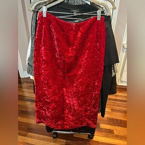 Vintage Red Velvet Pencil Skirt